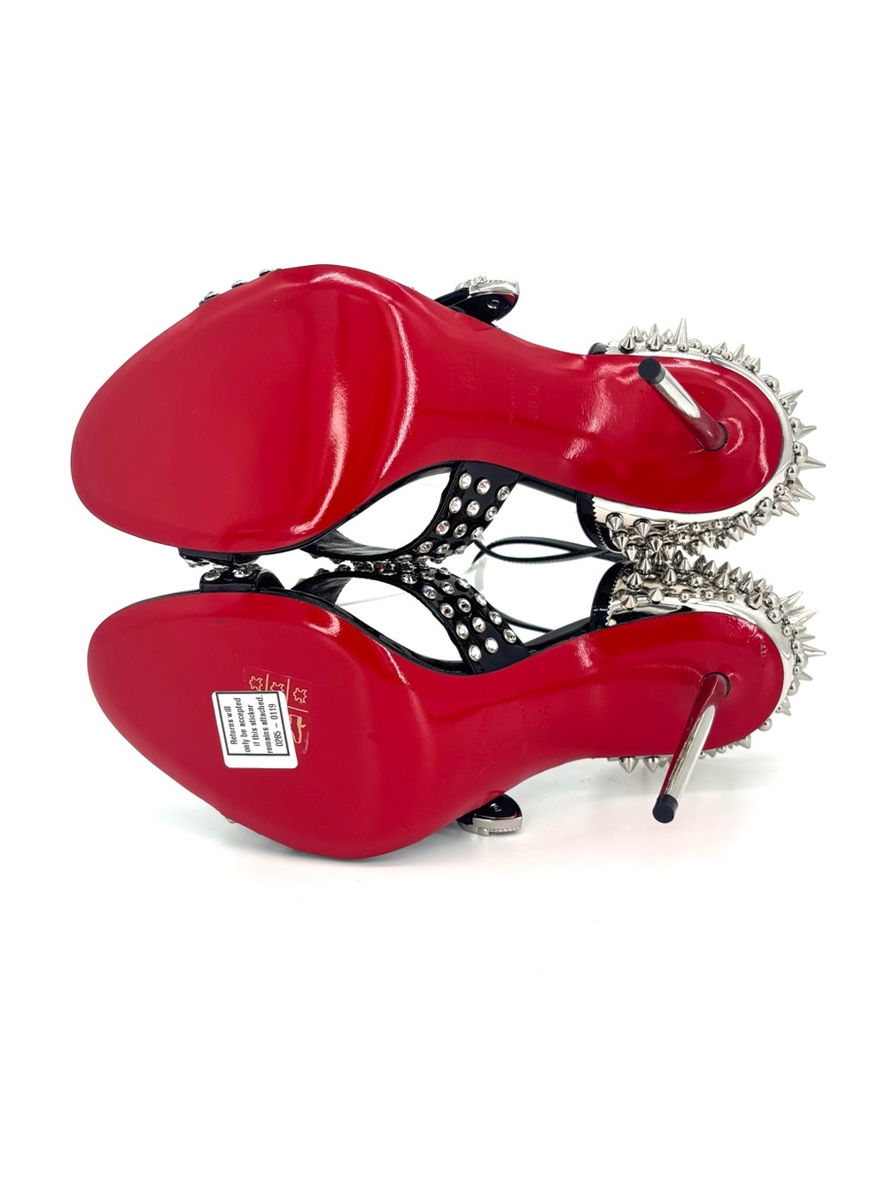 Christian Louboutin Wosandal Pic 100 Silver Spike High Heel Sandals 38.5 - Picture 8 of 9